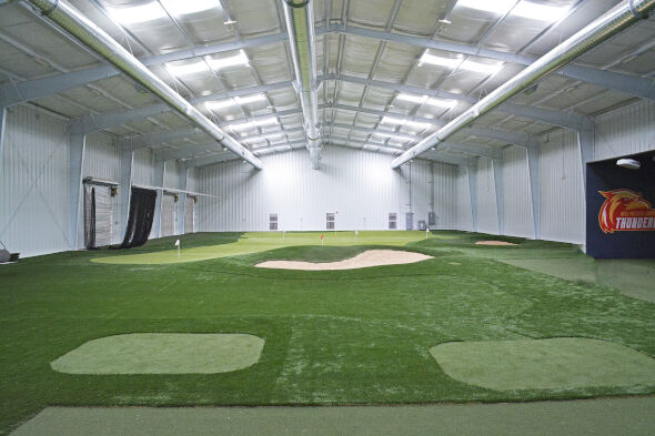 Vancouver indoor putting facility with tee boxes